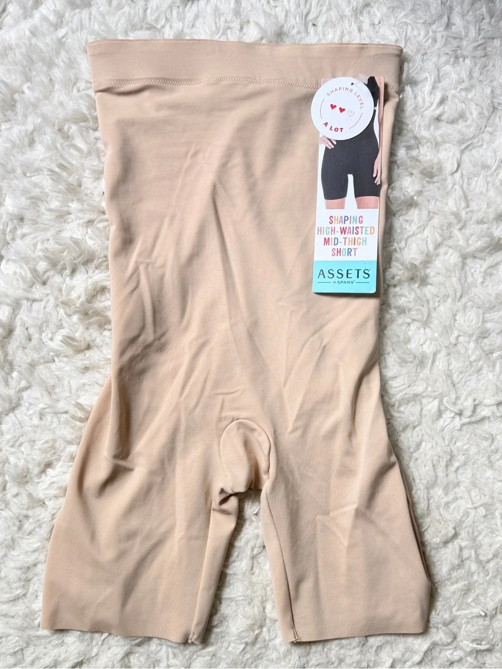 NWT Assests Spanx shaping high-waisted mid-thigh nude shorts shapewear small
